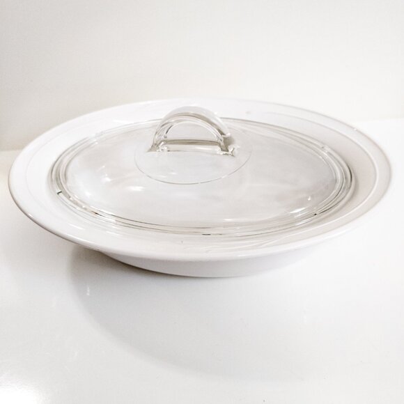 Corningware Casual Elegance Oval Casserole Dish w/ Pyrex Lid White Bakeware - Picture 2 of 7